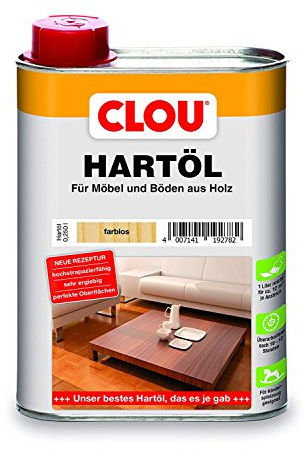 CLOU Hartöl: Zur Renovierung und Pflege von stark beanspruchtem Massivholz, z.B. Treppen, Möbel und Parkett, farblos, 0,25 L