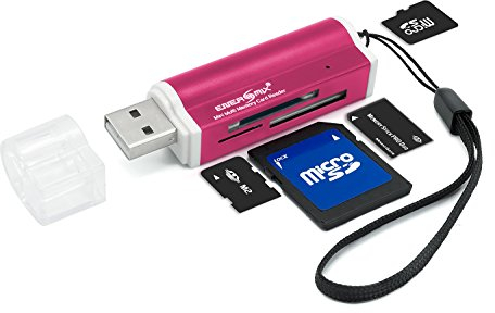 Energmix Kartenlesegerät USB Kartenleser Multi Kartenleser SDHC Kartenleser/Cardreader Für Micro SD, M2, Pro Duo, SDHC Windovs 10 Kompatiebel Rot