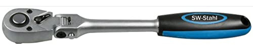 SW-Stahl 05802L Umschaltknarre 3/8 Zoll - 72 Zähne Ratsche Feinverzahnt | Chrom-Vanadium-Stahl Knarre mit 2-Komponenten-Griff, 240 mm Länge, 5-fach arretierbar, Korrosionsschutz durch Glanzchrom