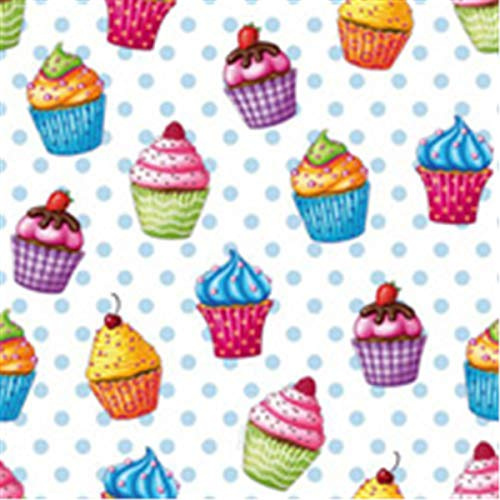 Papstar Servietten / Tissueservietten, mehrfarbig Cupcakes, (20 Stück), 3-lagig, 33 x 33 cm, umweltfreundliches Material, für Haushalt, Gastronomie oder Feste, #82736