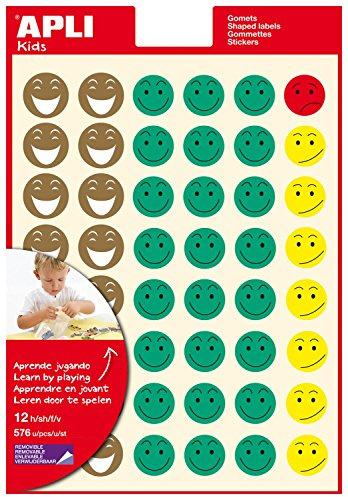 APLI Dekoknöpfe aus 576 (12 F) Aufkleber Lächeln/Smiley - abziehbar.