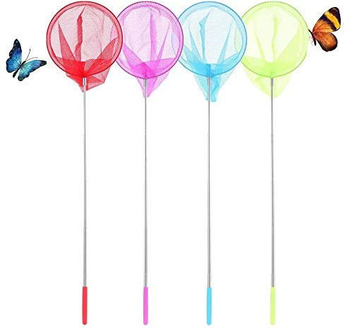 Kinder Fischernetz,Schmetterlingsnetz Ausziehbare Schmetterling Bug Garten Insekt Vogel Net Kids Catcher 4 Packs