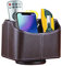 Fosinz Remote Control Holder PU Leather 360 Degree Rotatable Desk Organiser TV Pen Storage Caddy with 5 Compartments for Living Room & Office (Brown)