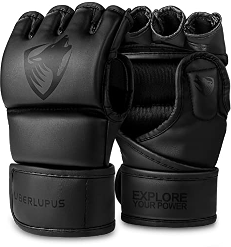 LIBERLUPUS MMA-Handschuhe für Damen und Herren – Hybrid- und offene Handflächen-Designs für Sparring, Training, Kickboxen, Muay Thai und Grappling – Knöchelschutz und Handgelenkstütze für Flexibilität