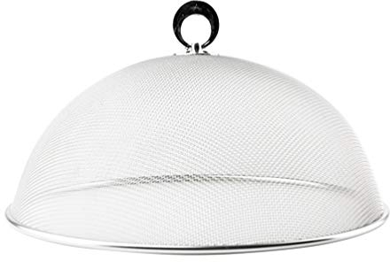 Cloche alimentaire en maille en acier inoxydable avec cloche ronde anti-éclaboussures pour la maison et ( diamètre 24 cm), acier inoxydable, Silver, 24CM