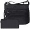 NOTAG Umhängetasche Damen, Wasserdicht Nylon Schultertasche Mehrfachtasche Handtasche mit RFID Geldbörse (S, Schwarz)