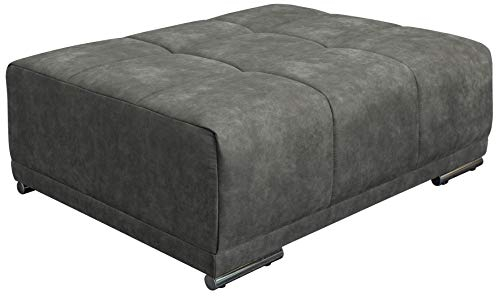 Riess Ambiente Extravaganter Hocker ELEGANCIA 110cm grau mit Ziersteppung Polsterhocker Sitzhocker Fußhocker