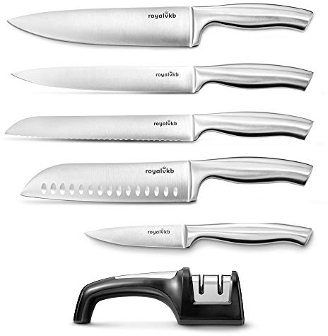 Royal VKB Stainless Steel 5 Piece Kitchen Knife Set with 2 Stage Sharpener
