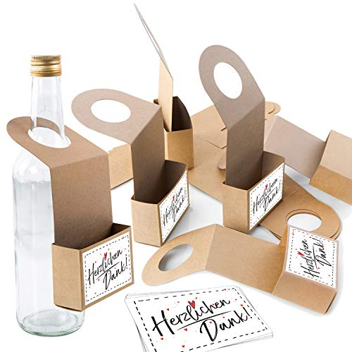 Logbuch-Verlag 5 Flaschen Anhänger zum Befüllen - Türanhänger befüllbar mit Aufkleber HERZLICHEN DANK - Verpackung Kundengeschenke Gastgeschenke