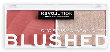 MakeUp Revolution Relove – Blushed Duo Blush & Highlighter – Opaco, Brillante – Beige, Rosé, Grigio sabbia – Palette