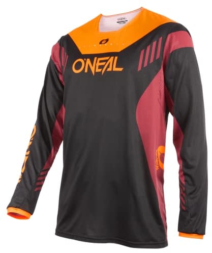 O'NEAL | Mountainbike-Trikot | MTB Mountainbike DH Downhill FR Freeride | Atmungsaktives Material, maximale Bewegungsfreiheit | Element FR Jersey Hybrid V.22 | Erwachsene | Schwarz Rot Orange | L