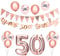 Beainfir 50th Birthday Decorations Set Include Rose Gold Happy 50th Birthday Banner,Triangle Flag Banner,Confetti Latex Balloons and Foil Balloons for Party Decoration Supplies for Girls and Boys