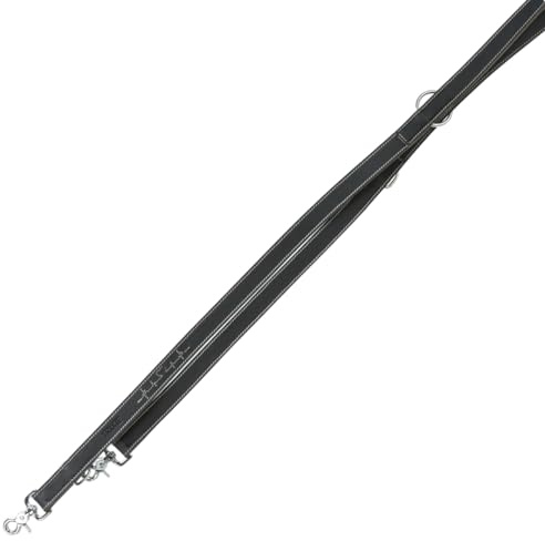 TRIXIE Hundeleine aus Leder Rustic V-Leine Leder M–L, 2,00 m 20 mm in schwarz - verstellbare Fettlederleine für Hunde im klassischen Design - für mittelgroße bis große Hunde - 18982