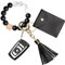 UpUDo Keychain Bracelet Wristlet, Silicone Beaded Key Ring Bracelet with Card Wallet, Elastic Keyring Bangle for Womens