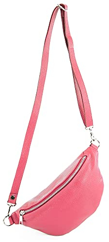 modamoda de T211 Damen Leder Bauchtasche Brusttasche Hüfttasche handmade in Italy, Farbe:Bubble Gum