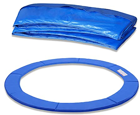 UISEBRT Trampolin Randabdeckung Ø 244cm 305cm 366cm Federabdeckung UV-beständig Reißfest Randschutz Trampolinzubehör Sicherheitsmatte Blau