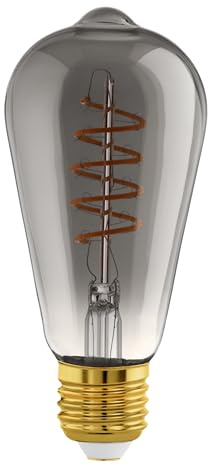 EGLO E27 Lampe dimmbar, Spiral LED Glühbirne Vintage | Deko Leuchtmittel schwarz-transparent im Retro-Design, 4 Watt, 100 Lumen, warmweiß, 2000k, Edison Birne ST64, Ø 6,4 cm