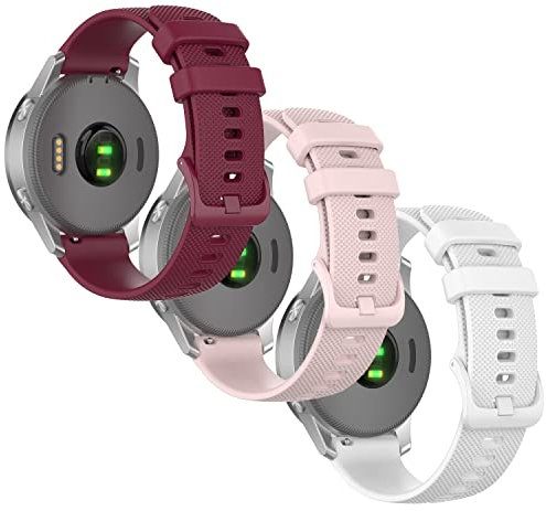 Anrir Für Garmin Vivoactive 4S Uhrenarmband, 18 mm weiches Silikonband für Garmin Vivomove 3S 39 mm, Fossil Damen Gen 6/5E 42 mm, Fossil Damen Sport 41 mm Bänder, 3 Stück