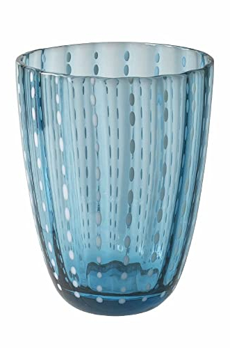 Villa d’Este Home Tivoli 2195172 Set 6 Bicchieri Acqua 300 ml in Vetro con Pois e Superficie ondulata, Kalahari