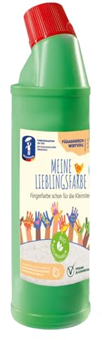 Feuchtmann MEINE LIEBLINGSFARBE Edu Bottle | 900g cremige Fingerfarbe Einzelflasche | hautfreundliche Fingermalfarbe auf Wasserbasis | ungiftig, auswaschbar | Malfarben Kinder (ab 2 Jahre), FARBE:Grün