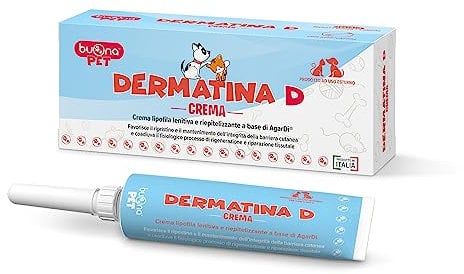 Dermatina D Crema 30 ml per Uso Topico con Applicatore, Lenitiva e Riepitelizzante con AgarDì®, Argento e Vitamine Liposolubili Naturali per Cani, Gatti, Conigli, Rettili e Uccelli