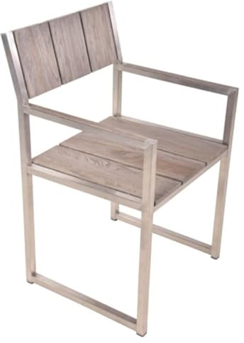 Generisch Garden-Pleasure Stuhl Majuro mit Armlehne Teak A-Grade, geölt, Grey Washed, Edelstahl gebürstet
