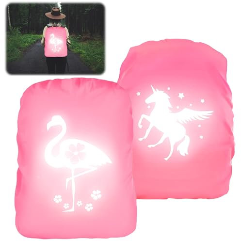 SPERMUOY Regenschutz Schulranzen,Einhorn Regenschutz Schulranzen+Flamingo Regenschutz Schulranzen,Regenschutz für Schulranzen,Regenschutz für Rucksack Schulranzen für Mädchen Kinder