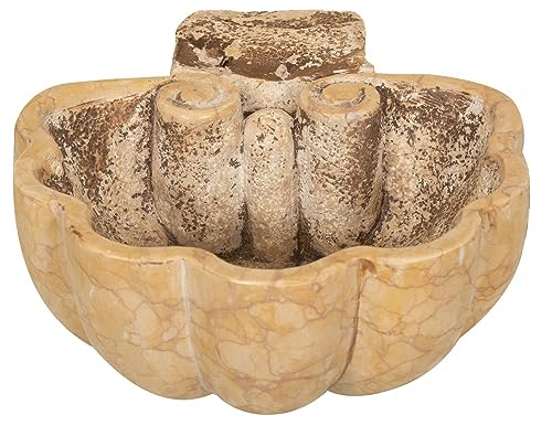 Biscottini Acquasantiera in marmo 26,5x29,5x12 cm, Base per fontana giardino, Lavandino da esterno pietra, Vaso per piante da giardino grande