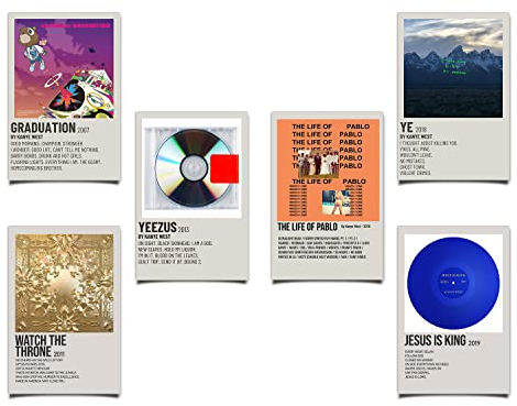 BLAIS Pack of 6 Kanye Poster Ye Poster Musik Album Cover Poster Wanddeko Wandbilder Leinwand Wall Decoration,for Schlafzimmer Wohnzimmer Deko Ungerahmt 6 Pcs 08x12Inch (20x30cm)