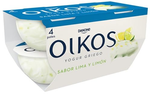 Yogur Griego OIKOS, Danone 4x110g. (Pack de 6 unidades) (OIKOS Yogur griego con sabor a lima-limón)