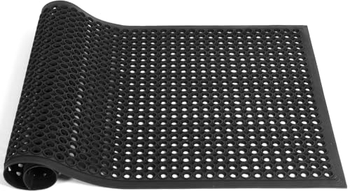 ybaymy Alfombrilla Grande de Goma para Exteriores, 90 cm x 150 cm, Drenaje, Antifatiga, Antideslizante, para Anillas, Cocina Industrial y Baño