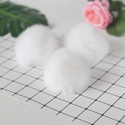 SYSUII 10 Stück 8CM Kunstfell Pompon,Kunstfell Bommel Fellbommel für Mützen Tasche Beanies Taschenanhänger Schlüsselanhänger Fellbommel DIY Fell Pom Poms für Schuhe Schals Anhängern Dekoration -Weiß