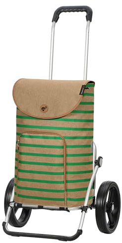 ANDERSEN Einkaufstrolley - Royal Shopper Eske grün | mit Flüsterrädern, große Räder, 25 cm, aus Alu, bis 50 kg - Tasche mit Kordelzug, Fronttasche, Reflektoren, 47 L