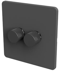 SAMOTECH Zigbee Dimmer Switch No neutral wire required, compatible with Philips Hue, Home Assistant - Grey/Grey 2-Gang Zigbee Dimmer