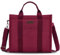 VASCHY Canvas Tote Bag, Umhängetasche Damen Crossboday Casual Wiederaufnahme Totes für Dame mit Reißverschluss Taschen Geldbörse Arbeit Rot
