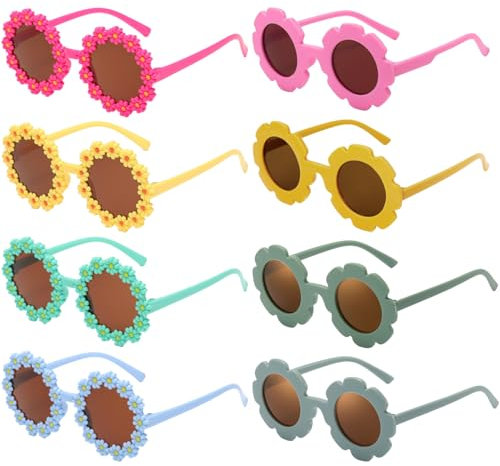 BDSHUNBF 8 Piezas Gafas de Sol Niño de Flores, Gafas de Sol Bebe, Gafas de Sol Infantiles, Gafas Sol Bebe, Gafas Sol Niña, Gafas Sol Niño, Gafas de Sol Niña para Vacaciones en La Playa