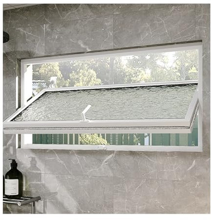 LVLDAWA Ventana De La Casa Blanca, Ventana Abatible Abierta Sótano Aleación Aluminio, Ventana Tolva Giratoria Aislada con Ventilación Montaje Empotrado(60x40cm)