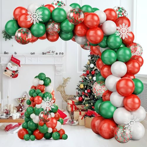 Weihnachts Luftballons, FainFun 103 Stück Zuckerstangen Deko, Folienballons Weihnachten, Ballonbogen für Weihnachten Dekoration