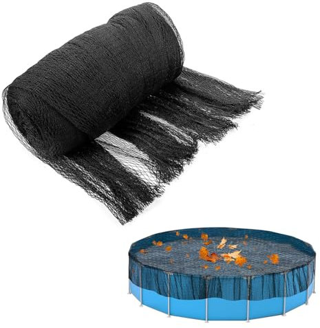 Bâche d'hiver ronde pour piscine hors-sol avec grands clips en métal pour protéger les feuilles et la saleté, parfaite pour une utilisation en hiver (noir, 5 m × 5 m)