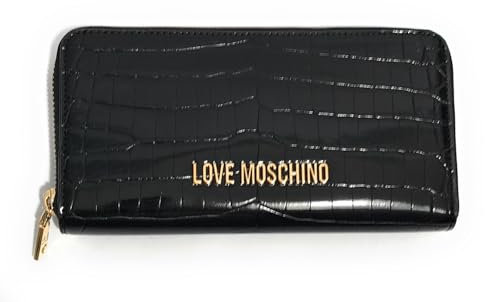 MOSCHINO Portafoglio donna Love zip around ecopelle shiny croco nero A25MO38 JC5700PP0LKJ0000 NERO