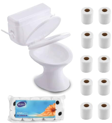 Miniatur Puppenhaus Toiletten, 2 PCS Puppenhaus Badezimmer Zubehör, Mini Puppenhaus Toilettenmodell, Miniatur Puppenhaus Zubehör, Wichtel Zubehör Set, Geburtstagsgeschenke für Kinder (B)
