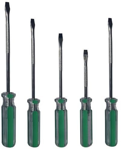Set di cacciaviti a testa piatta, 5 mm, diametro 5 x 75 mm, cacciavite a testa piatta con punte magnetiche, manico stabile e cacciavite piatto di precisione standard, 5 x 100 mm, 5 x 125 mm, 5 x 50 mm