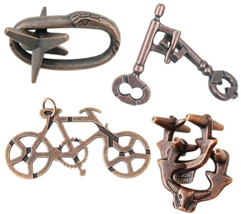 WUSJCOF 4 Pièces Casse Tête Metal,Jeux de Patience,d'Adresse,de QI