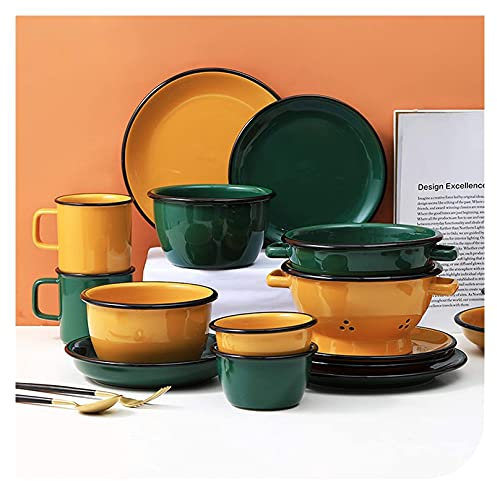 Service de table élégant pour restaurant et maison de luxe, service de vaisselle en céramique, service de table en porcelaine de 36 | Ensemble de bols à céréales et d'assiettes à Steak rétro,