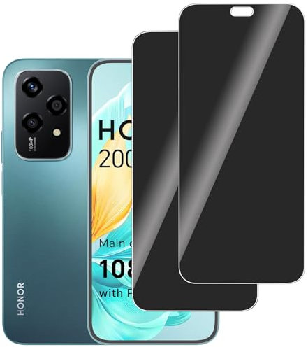 LERINNA 2 pièces, Confidentialité Protecteur d'Écran Verre Pour Honor 200 Lite, sans Bulles, Anti Rayures, 9H Dureté Anti Espion Verre Trempé Protection écran Pour Honor 200 Lite
