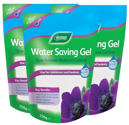 Westland Water Saving Gel, Pack of 3 (250g) – Advanced Slow Release Moisture Control for Pots, Containers & Hanging Baskets – Retains Water, Reduces Watering Frequency – Ideal for Summer & Holidays