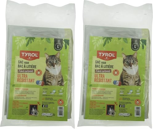 Tyrol | Set de 5 Sacs pour Bac à Litière | Sacs à Litière pour Chat Fond Cartonné | Pour Bacs à Litière et Maisons de Toilette | Super Résistant, Résiste aux Griffes de Chat | 44 x 30 cm | 5 Unités