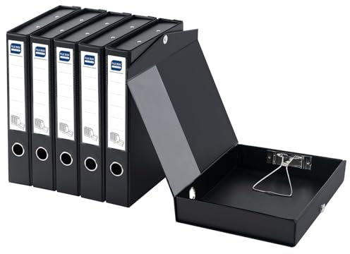 Hotyin Scatola Archivio A4, 6 Pezzi Scatola Archivio con Coperchio Magnetica e Clip - Dorso 50mm - Scatola di Documenti Pieghevole per Ufficio, Casa, Scuola (Nero)