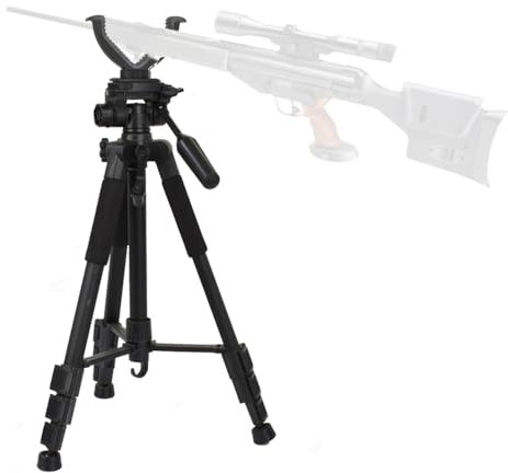 Zielstock Jagd Dreibein Schießstativ Höhenverstellbar 21.6-59, Schießstock Jagdstativ mit V-Joch und drehbarer, Aluminium-Schießständer für Outdoor-Aktivitäten-Black