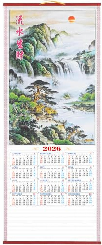 2026 Chinesischer Neujahrskalender, Jahr des Pferdes, 76x32cm Chinesischer Wandkalender Scroll für Schule Home Office Gutes Glück Wohlstand Geschenke